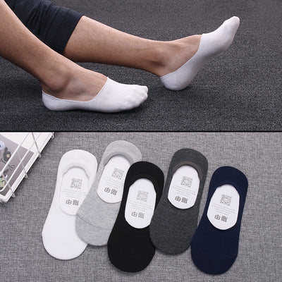 Importé - Lot de 5 & 10 Paires de Chaussettes Fines  Invisibles Antidérapantes 100% Coton