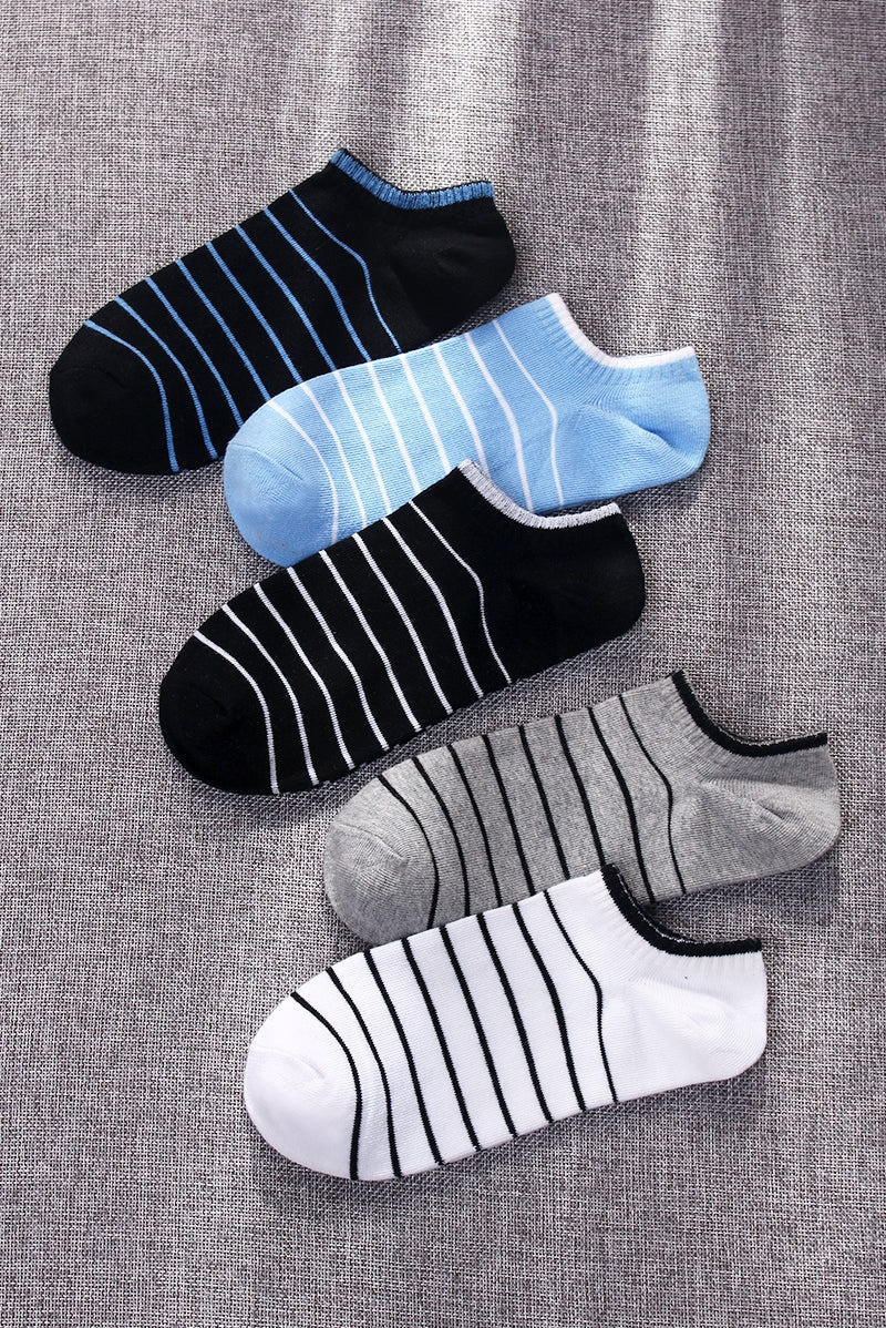 Importé - Lot de 5 Paires de Chaussettes Sport A Rayures 100% Coton