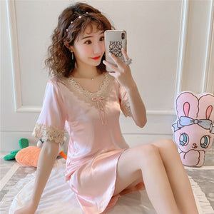 Importé - Pyjamas Femme Manches Courte Sexy En Soie