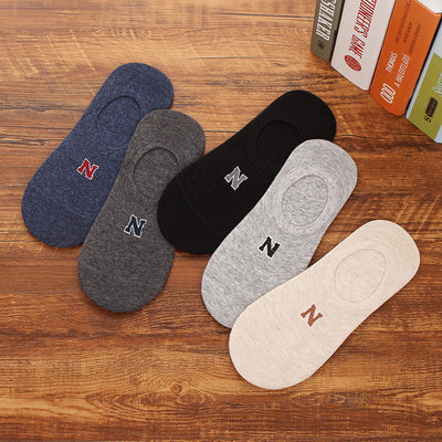Importé - Lot de 5 & 10 Paires de Chaussettes Fines  Invisibles Antidérapantes 100% Coton