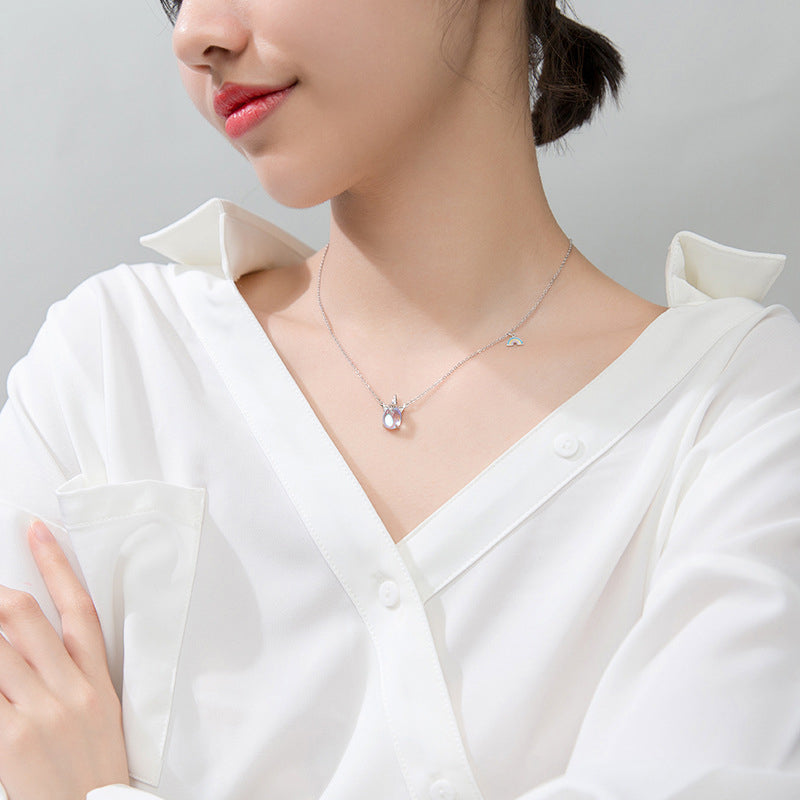 Importé - Collier Licorne Arc-En-Ciel