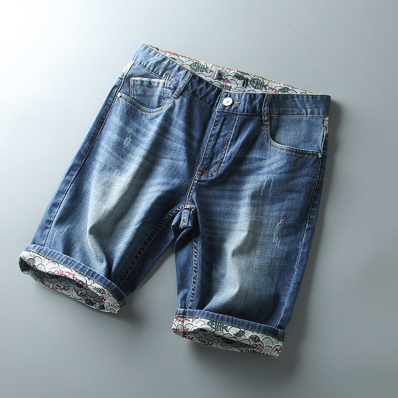 Importé - Short Culotte Slim Hommes Décontracté En Jean
