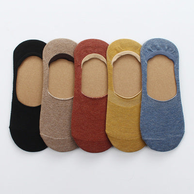 Importé - Lot de 5 & 10 Paires de Chaussettes Fines  Invisibles Antidérapantes 100% Coton