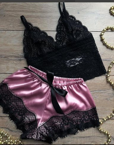 Importe - Pyjama Femme Soutien-Gorge + Short En Soie - Taille S à 3XL