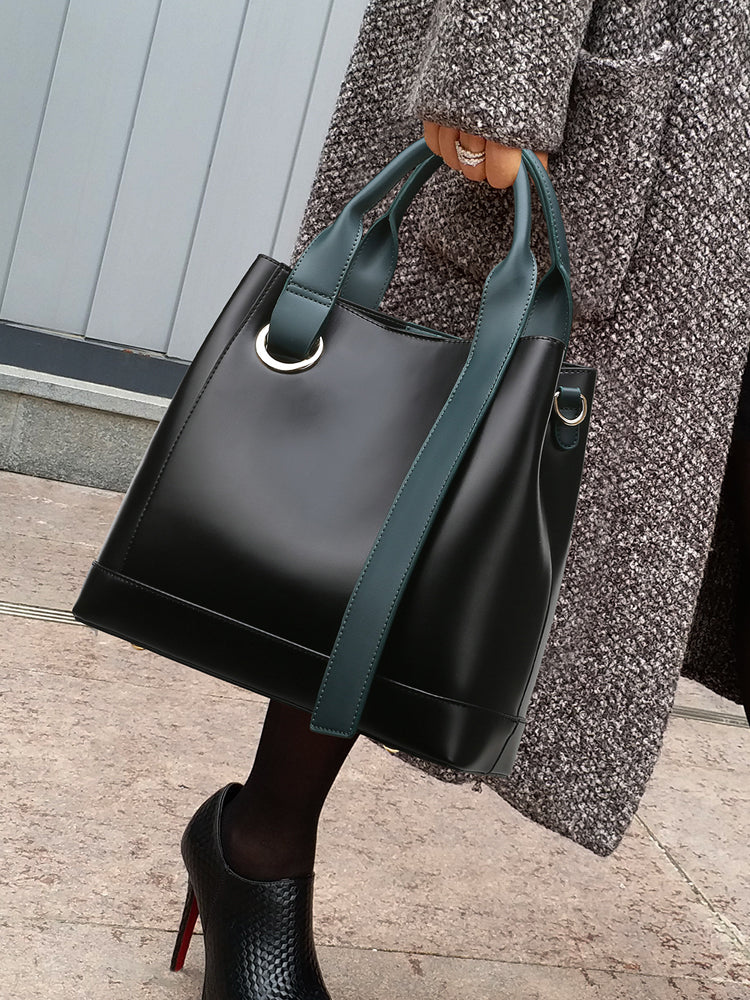 Importé - Grand Sac Femme Rétro Fourre-tout à Bandoulière en Cuir PU