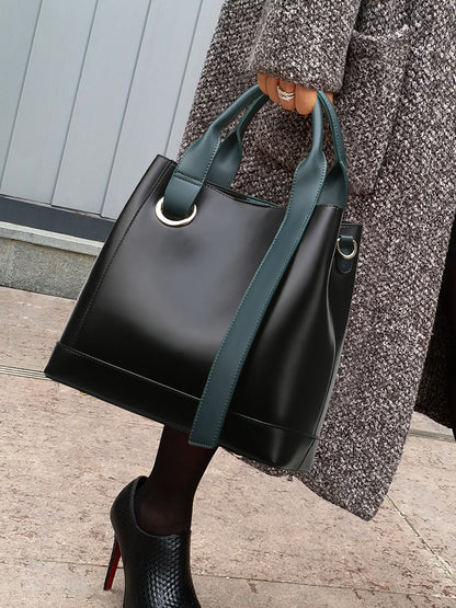 Importé - Grand Sac Femme Rétro Fourre-tout à Bandoulière en Cuir PU