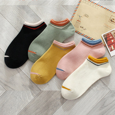 Importé - Lot de 5 Paires de Chaussettes 100% Coton Style Rétro