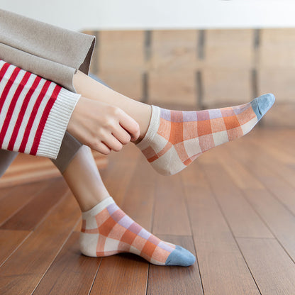 Importé - Lot de 5 Paires de Chaussettes 100% Coton Style Rétro