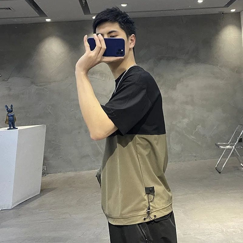 Importé - T-shirt Homme Manches Courtes Mode Rétro Avec Poche