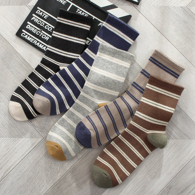 Importé - Lot de 5 Paires de Chaussettes Montante Style Rétro 100% Coton