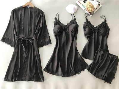Importe - Ensemble Pyjama Sexy Femme En Dentelle 4 Pièces