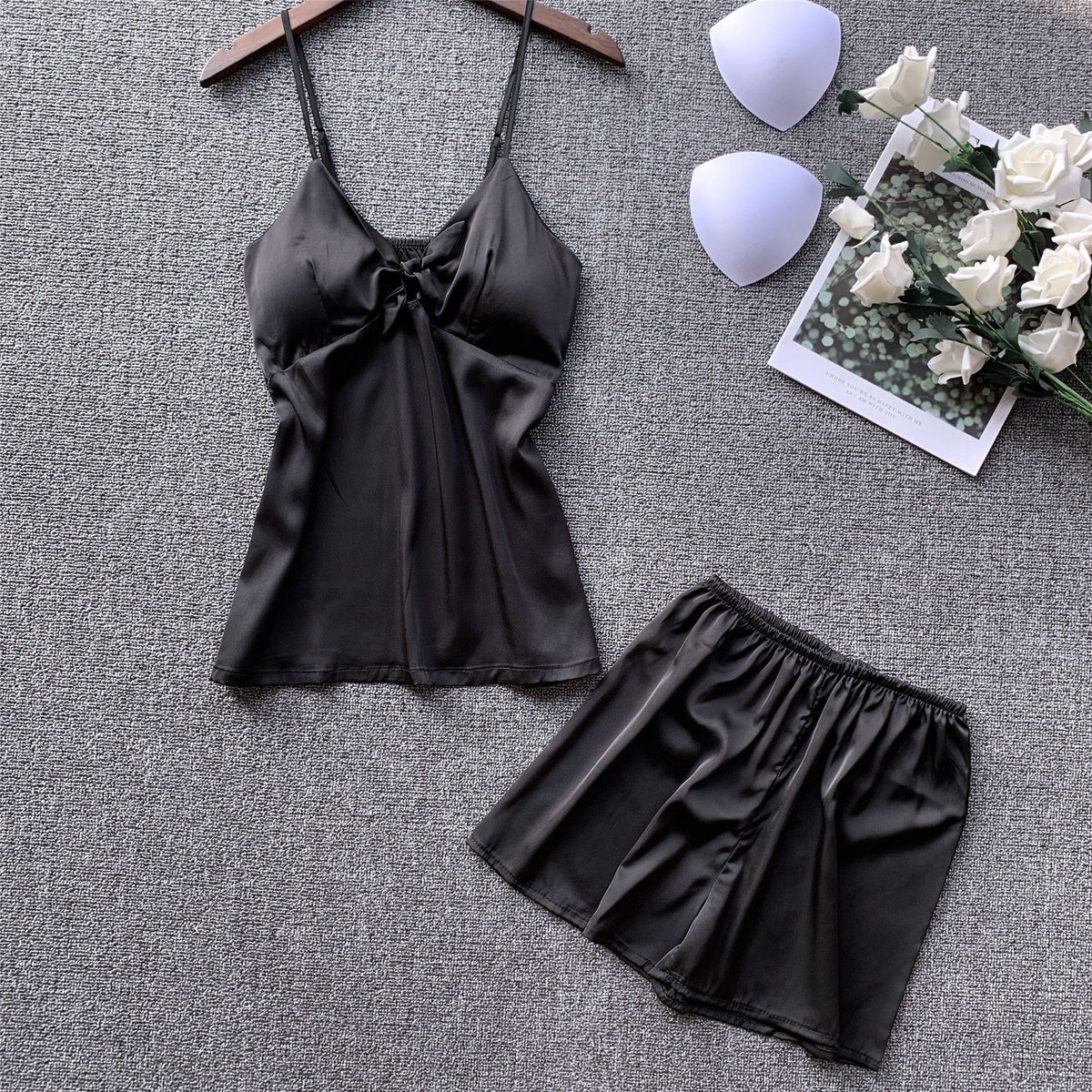 Importe - Ensemble De Pyjama Sexy Femme 2 Pièces Avec Bretelles Col En V