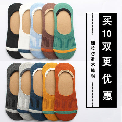 Importé - Lot de 5 & 10 Paires de Chaussettes Fines  Invisibles Antidérapantes 100% Coton