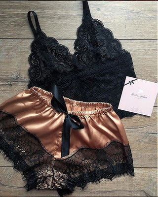 Importe - Pyjama Femme Soutien-Gorge + Short En Soie - Taille S à 3XL