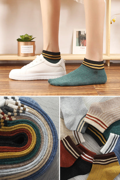 Importé - Lot de 5 Paires de Chaussettes Femme  Sport 100% Coton Tendance