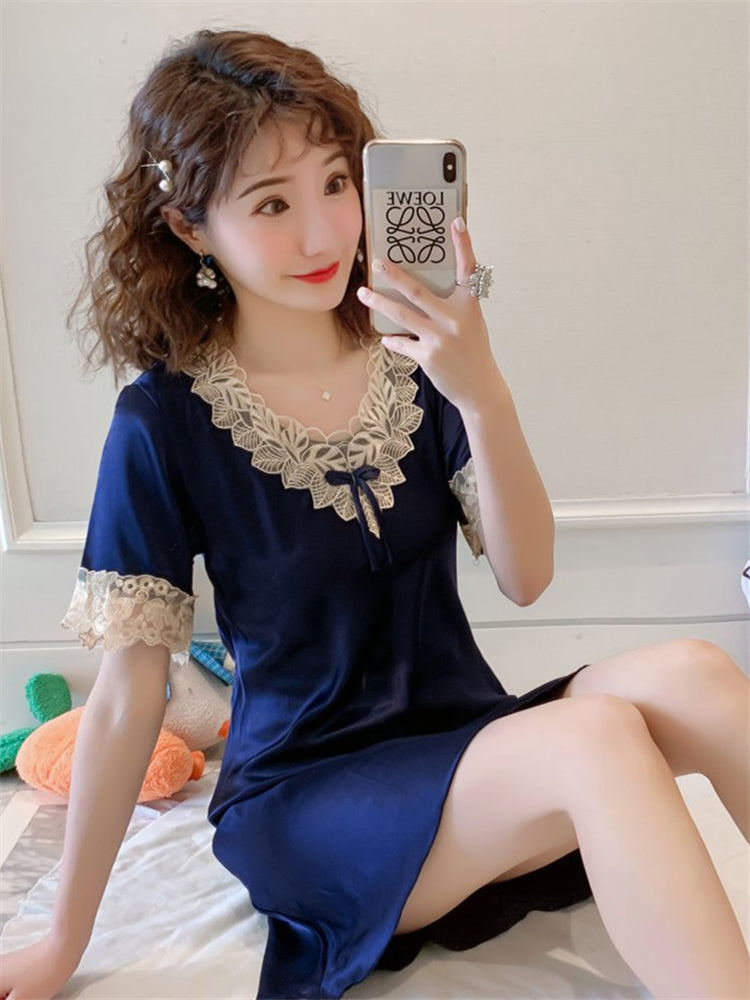 Importé - Pyjamas Femme Manches Courte Sexy En Soie