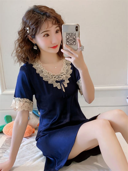 Importé - Pyjamas Femme Manches Courte Sexy En Soie