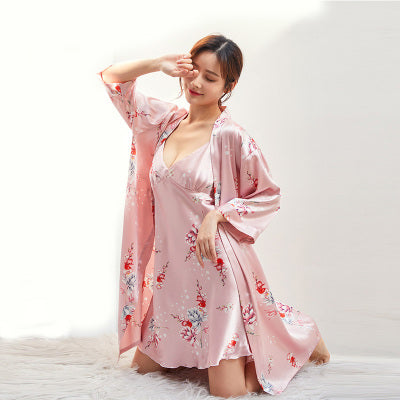 Importé - Ensemble 2 Pièces Robe Nuisette En Soie