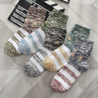 Importé - Lot de 5 Paires de Chaussettes Montante Style Rétro 100% Coton