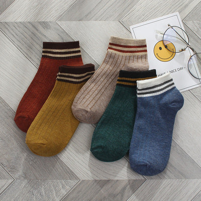Importé - Lot de 5 Paires de Chaussettes Femme  Sport 100% Coton Tendance