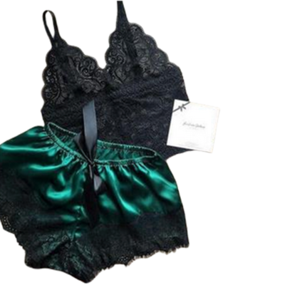 Importe - Ensemble De Nuit Femme Soutien-Gorge + Shorts En Satin De Soie