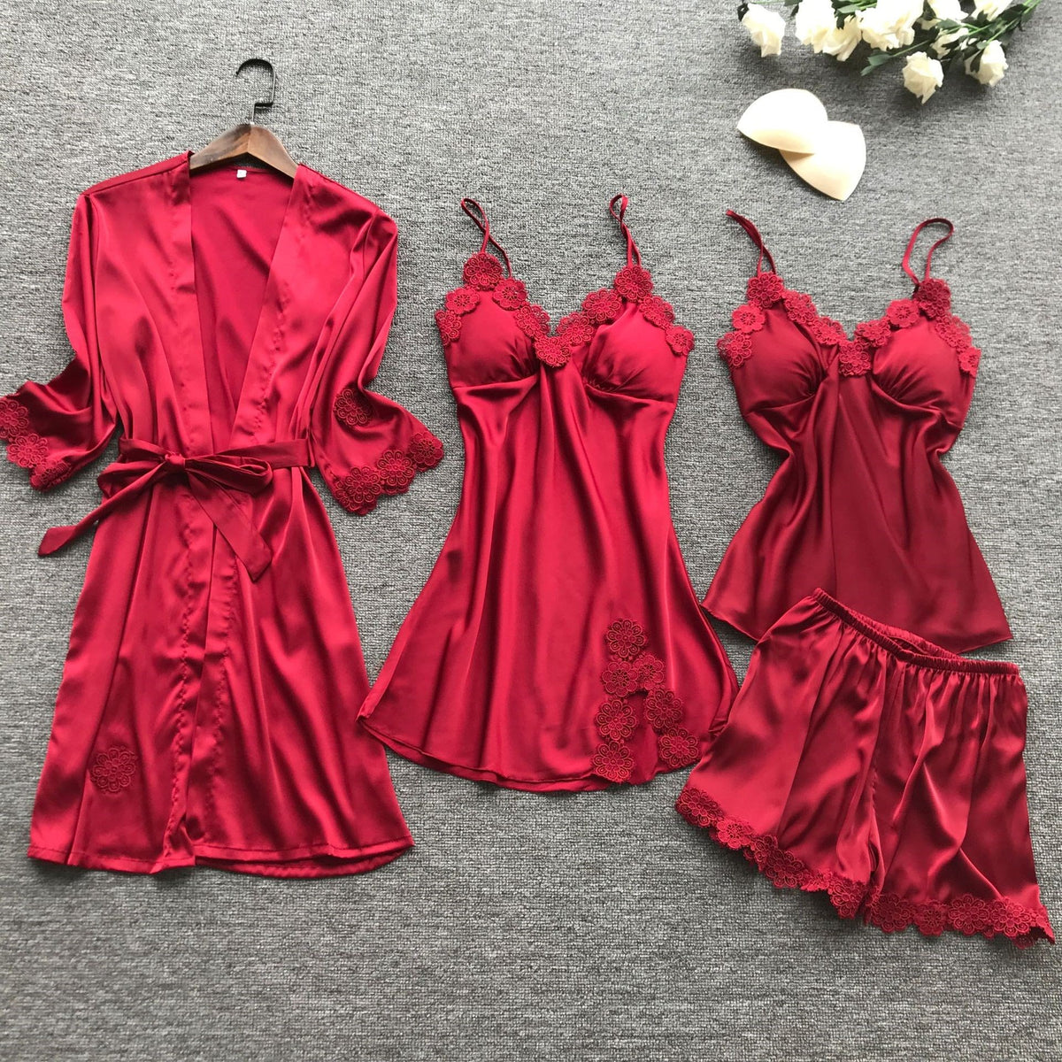 Importe - Ensemble De Pyjama Sexy Femme 4 Pièces