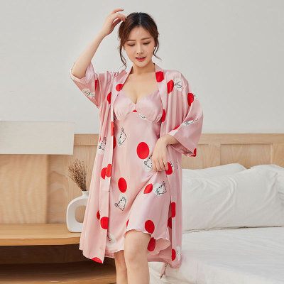 Importé - Ensemble 2 Pièces Robe Nuisette En Soie