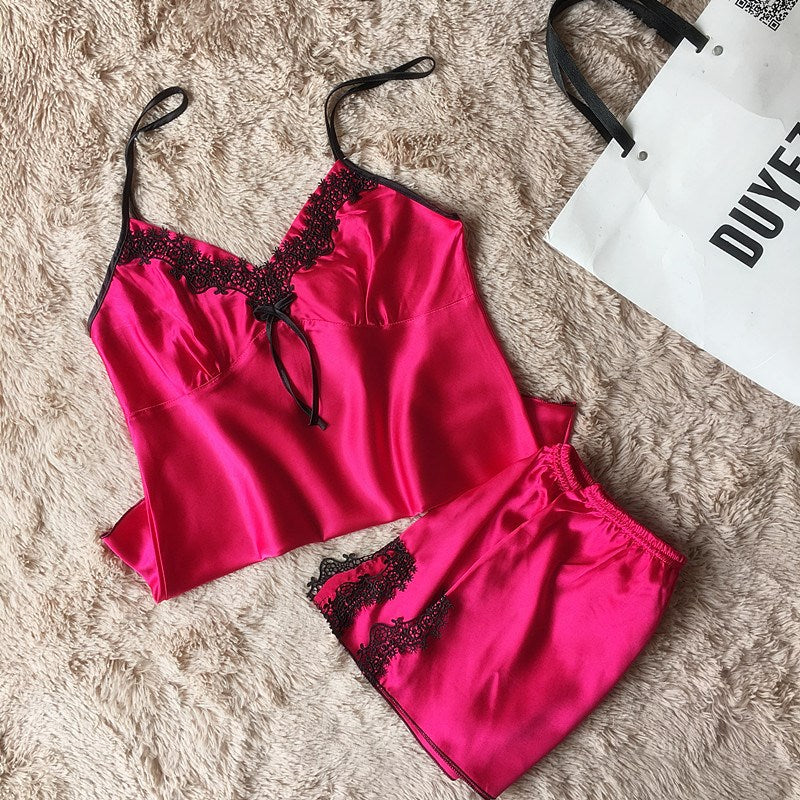Importe - Pyjama sexy Femme 2 Pièces En Dentelle "Short + Haut"