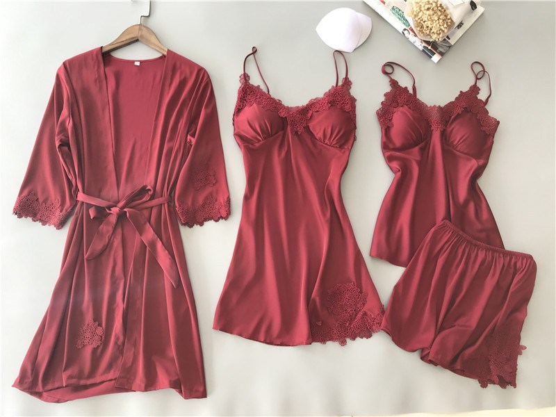 Importe - Ensemble Pyjama Sexy Femme En Dentelle 4 Pièces