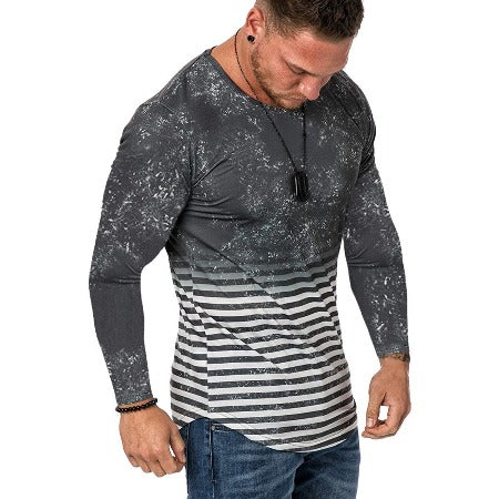 Importé -  T-shirt Slim Homme Col Rond  Manche Longue