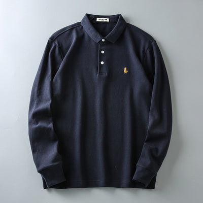 Importé - Polo T-Shirt Homme en Coton Broderie à Manches Longues