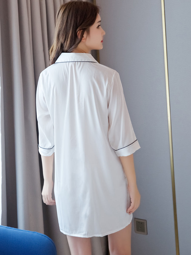 Importe - Pyjamas Sexy Femme Nuisette Style Chemise En Soie