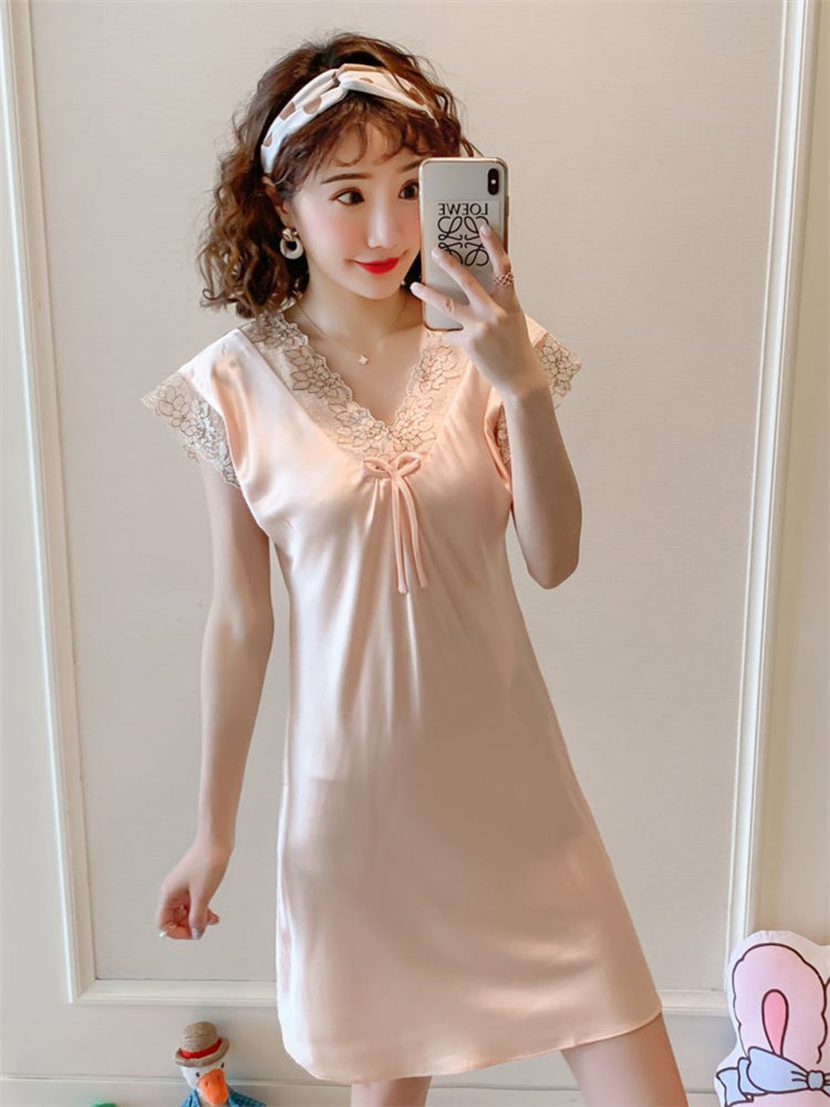 Importé - Pyjamas Femme Manches Courte Sexy En Soie