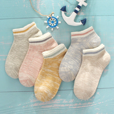 Importé - Lot de 5 Paires de Chaussettes 100% Coton Style Rétro