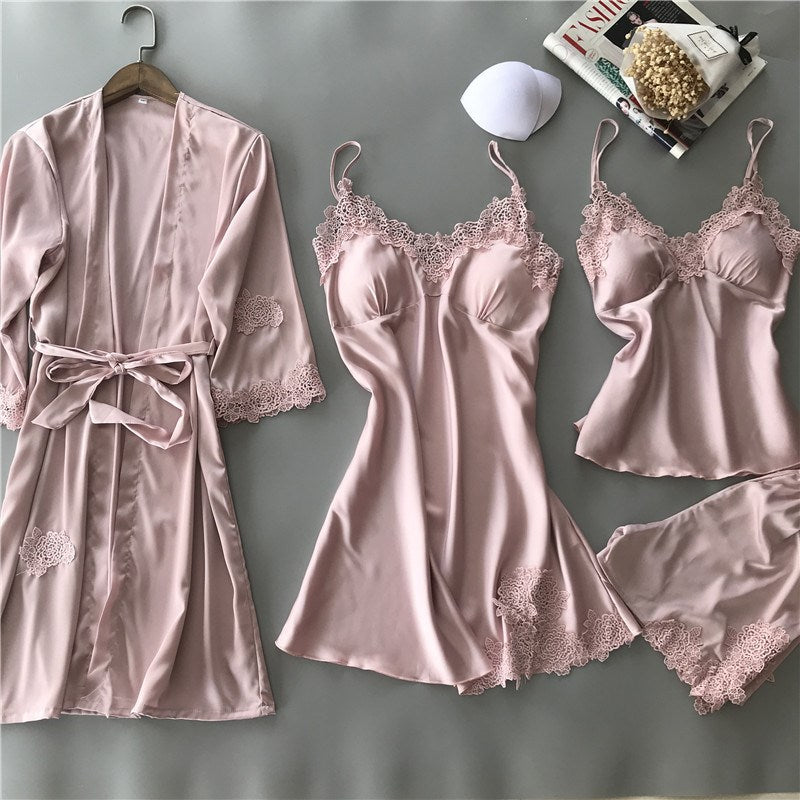 Importe - Ensemble Pyjama Sexy Femme En Dentelle 4 Pièces