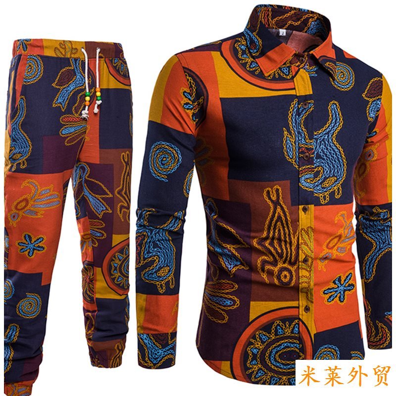 Importé - Ensemble Chemise + Pantalon Homme De Loisirs Décontracté Manches Longues