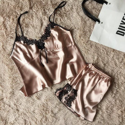 Importe - Pyjama sexy Femme 2 Pièces En Dentelle "Short + Haut"