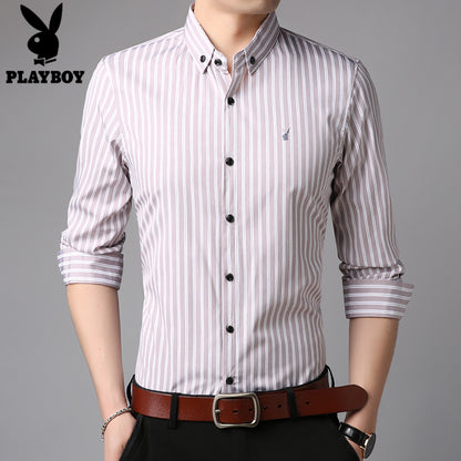 Importé - Chemise Playboy Homme à rayures manches longues