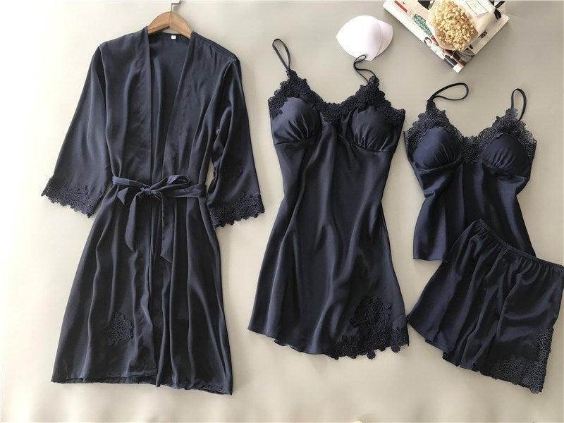 Importe - Ensemble Pyjama Sexy Femme En Dentelle 4 Pièces