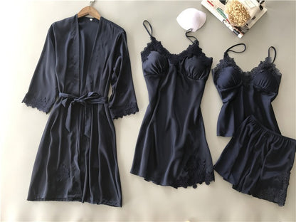 Importe - Ensemble Pyjama Sexy Femme En Dentelle 4 Pièces