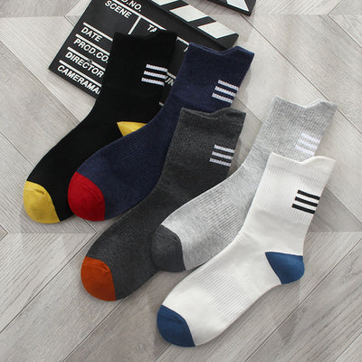 Importé - Lot de 5 Paires de Chaussettes Montante Style Rétro 100% Coton