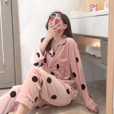 Importe - Ensemble Pyjamas Nuisette Femme 2 Pièces Manche Longue Velours