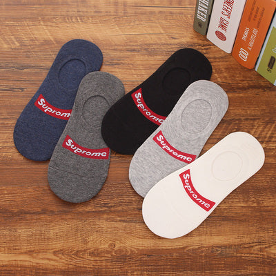 Importé - Lot de 5 & 10 Paires de Chaussettes Fines  Invisibles Antidérapantes 100% Coton