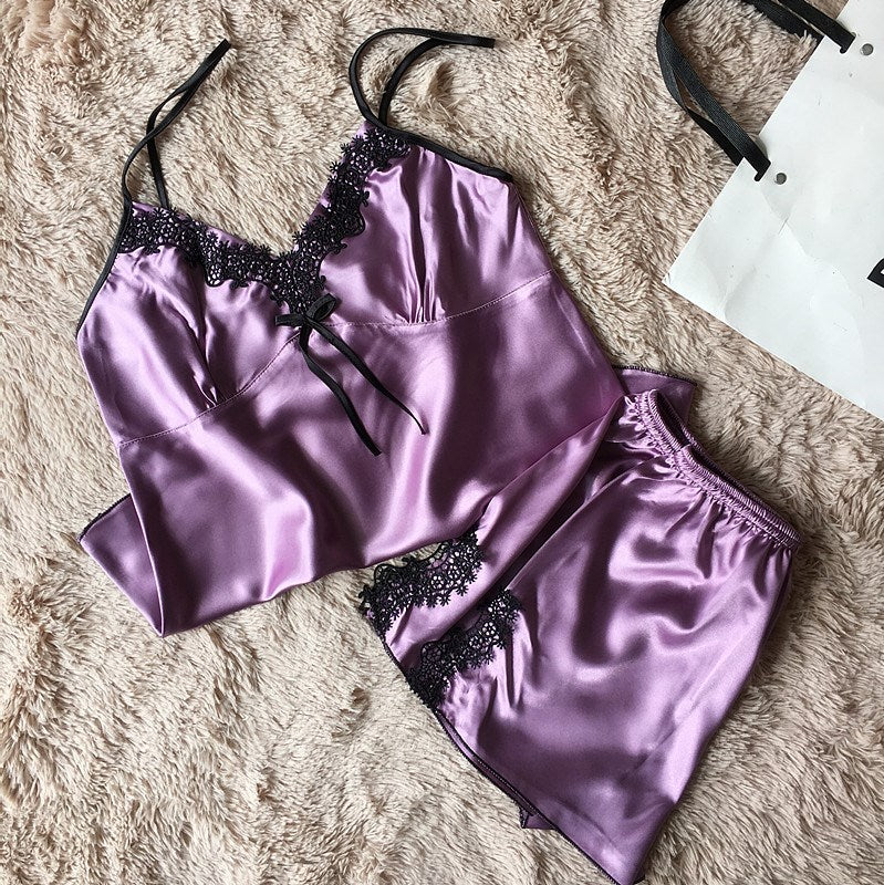 Importe - Pyjama sexy Femme 2 Pièces En Dentelle "Short + Haut"