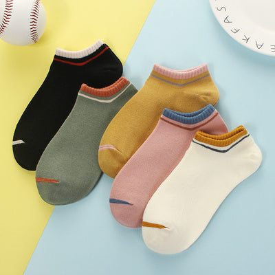 Importé - Lot de 5 Paires de Chaussettes Femme  Sport 100% Coton Tendance
