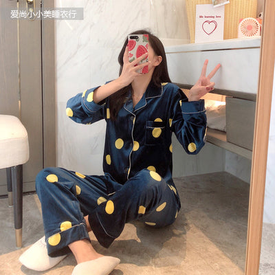 Importe - Ensemble Pyjamas Nuisette Femme 2 Pièces Manche Longue Velours