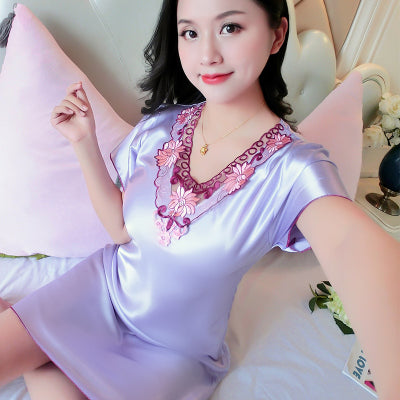 Importé - Pyjamas Femme Manches Courte Sexy En Soie