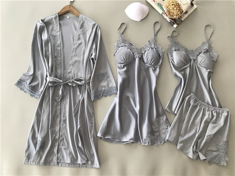 Importe - Ensemble Pyjama Sexy Femme En Dentelle 4 Pièces
