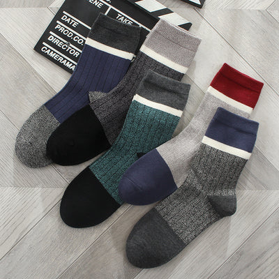 Importé - Lot de 5 Paires de Chaussettes Montante Style Rétro 100% Coton