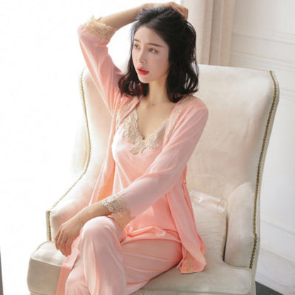 Importe - Ensemble Pyjamas Femme Nuisette Mince 3 Pièces